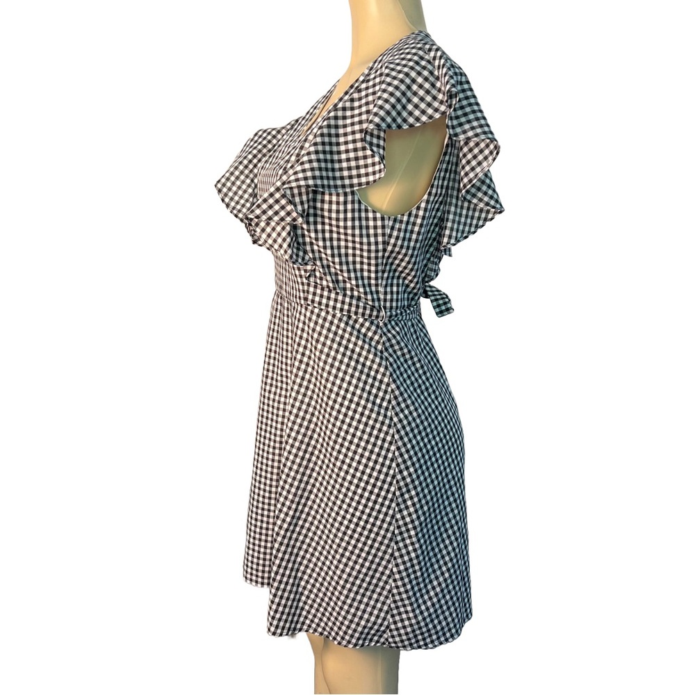 Charles Henry Black and White Plaid Dress with Ruffle Sleeves Size S - Picture 2 of 10